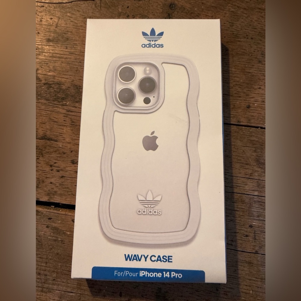 Adidas Originals iPhone 14 Pro Shockproof Case Wavy White Transparent Trefoil